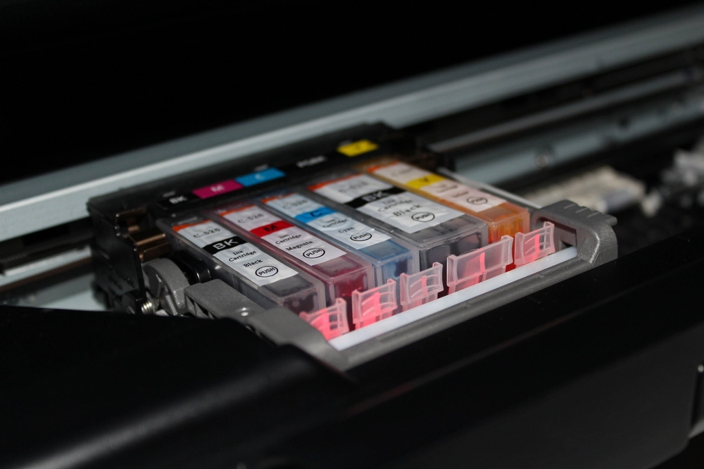 Color ink cartridges installed in an inkjet printer