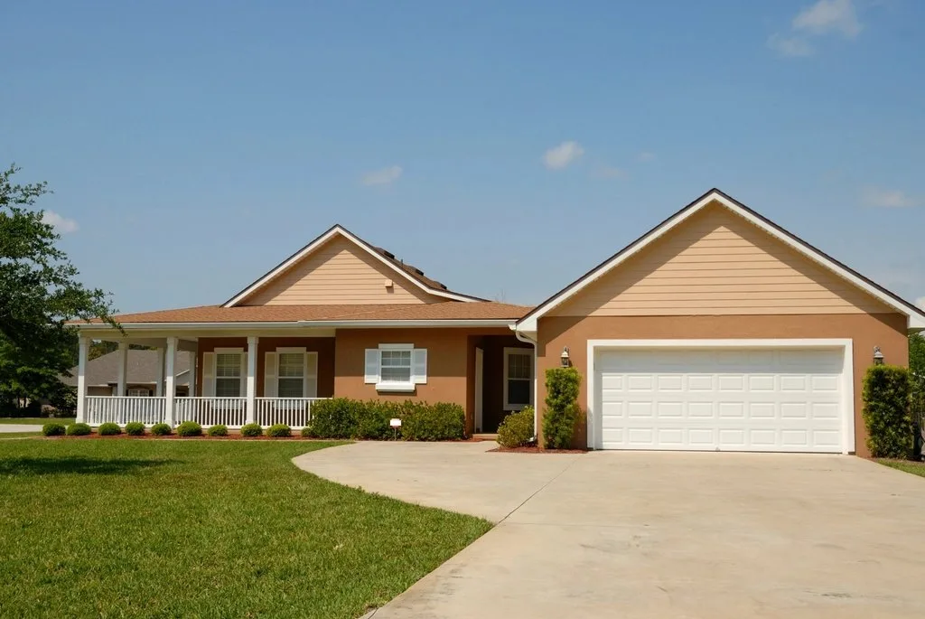 Suburban house with an attached two-car garage